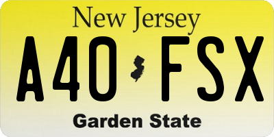 NJ license plate A40FSX