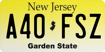 NJ license plate A40FSZ