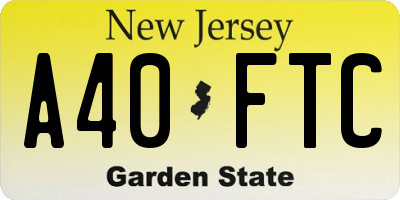 NJ license plate A40FTC