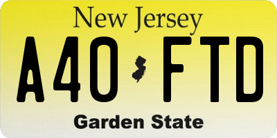 NJ license plate A40FTD