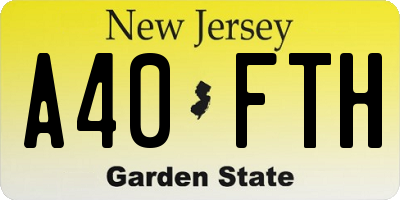 NJ license plate A40FTH