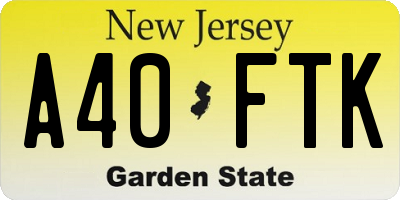 NJ license plate A40FTK