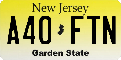 NJ license plate A40FTN