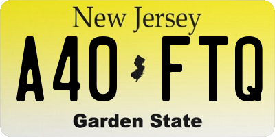 NJ license plate A40FTQ