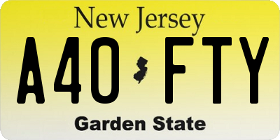NJ license plate A40FTY
