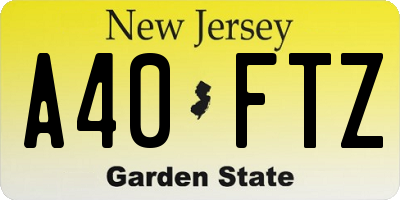 NJ license plate A40FTZ