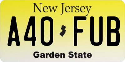NJ license plate A40FUB