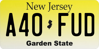 NJ license plate A40FUD