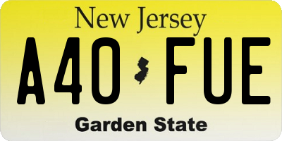 NJ license plate A40FUE