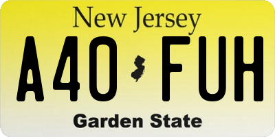 NJ license plate A40FUH