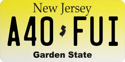 NJ license plate A40FUI