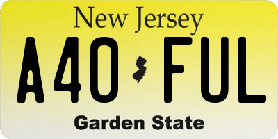 NJ license plate A40FUL