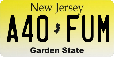 NJ license plate A40FUM