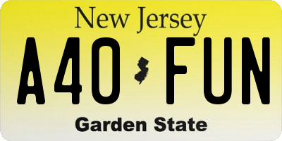 NJ license plate A40FUN