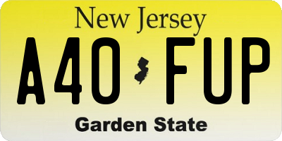 NJ license plate A40FUP