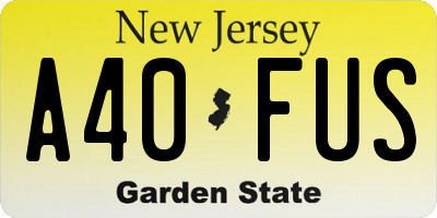 NJ license plate A40FUS