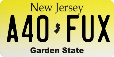 NJ license plate A40FUX
