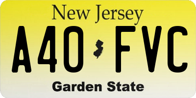 NJ license plate A40FVC
