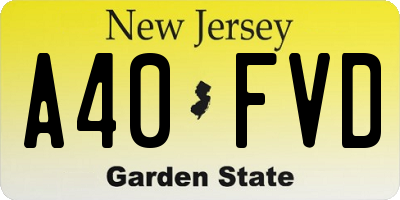 NJ license plate A40FVD