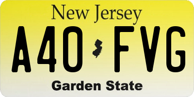 NJ license plate A40FVG