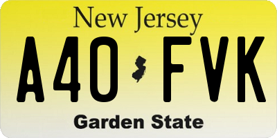 NJ license plate A40FVK
