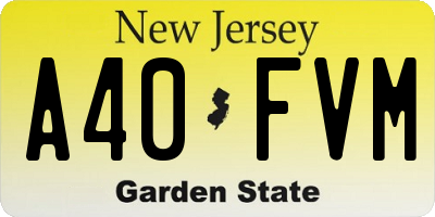 NJ license plate A40FVM
