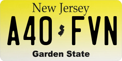 NJ license plate A40FVN