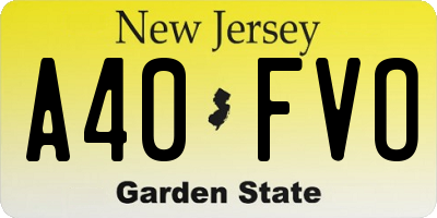 NJ license plate A40FVO