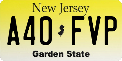 NJ license plate A40FVP