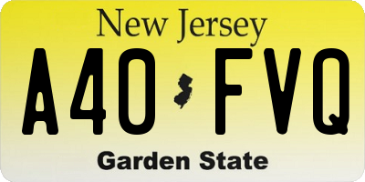 NJ license plate A40FVQ