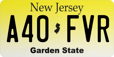 NJ license plate A40FVR