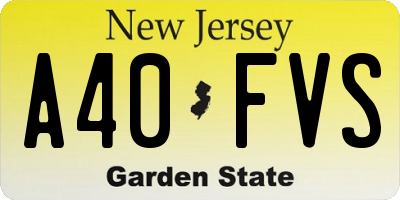 NJ license plate A40FVS