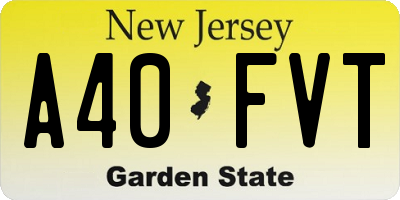 NJ license plate A40FVT