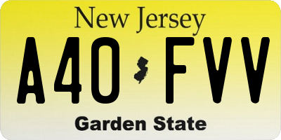 NJ license plate A40FVV