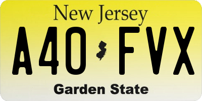 NJ license plate A40FVX