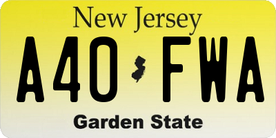NJ license plate A40FWA