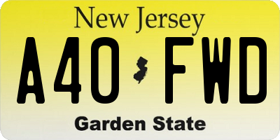 NJ license plate A40FWD