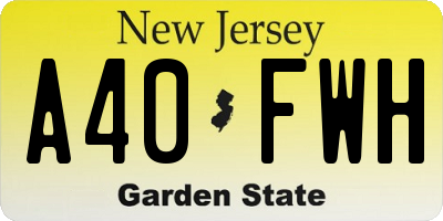 NJ license plate A40FWH