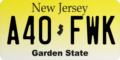 NJ license plate A40FWK