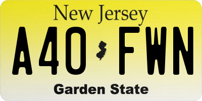 NJ license plate A40FWN