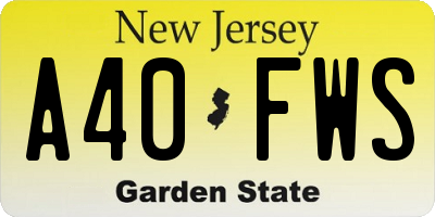 NJ license plate A40FWS