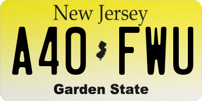 NJ license plate A40FWU
