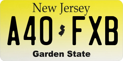 NJ license plate A40FXB