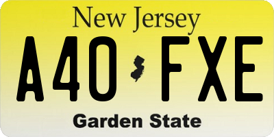 NJ license plate A40FXE