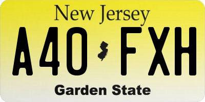 NJ license plate A40FXH