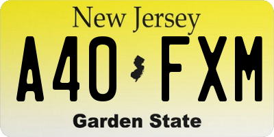 NJ license plate A40FXM