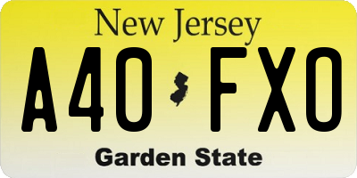 NJ license plate A40FXO