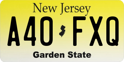 NJ license plate A40FXQ