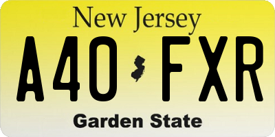 NJ license plate A40FXR