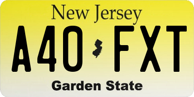 NJ license plate A40FXT